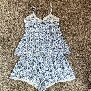 Pretty blue and white PJ set